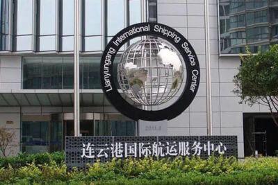 連云港國際航運服務(wù)中心不銹鋼地球儀雕塑