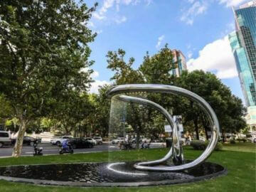 上海不銹鋼戶外水景水簾雕塑