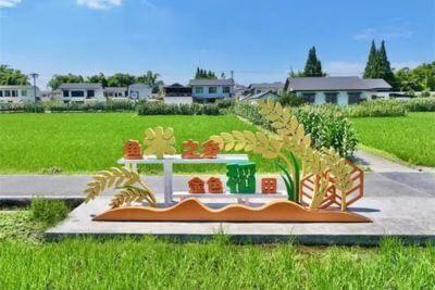 農(nóng)田水稻不銹鋼雕塑小品：鄉(xiāng)村景觀的藝術(shù)點綴